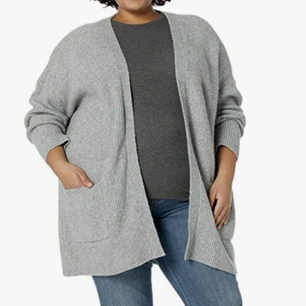 New Goodthreads Womens Cardigan Sweater XXL Gray Oversized Boucle Shaker Stitch